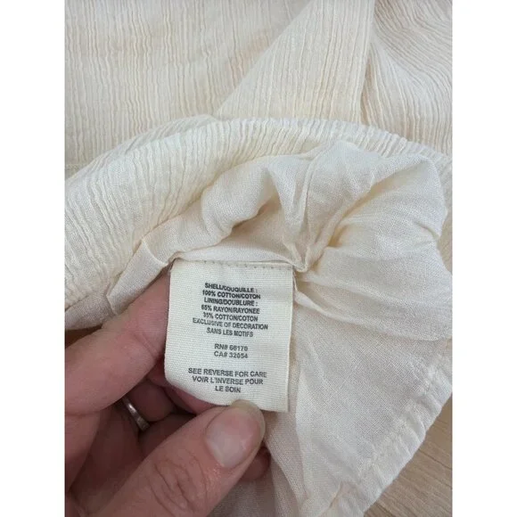 Free People Womens Large Maxi Dress Cream Strapless Boho Crochet Beaded Prairie - Picture 5 of 10